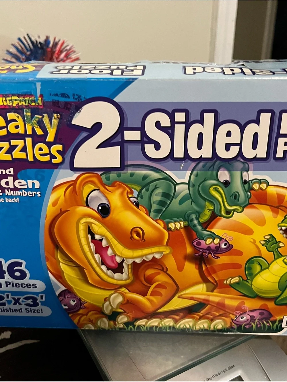 2-Sided Floor Puzzle - Blue Dinosaur Land